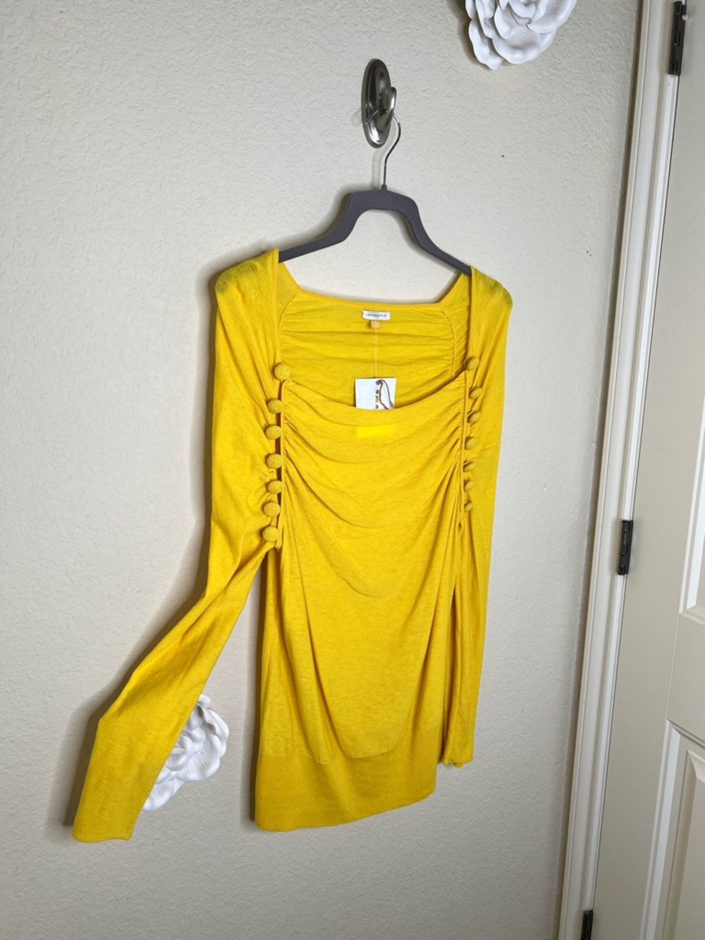 NTM Anthro Leifsdottir Marigold Draped Cowl Sweater Button Detail Boho Artsy L - Picture 6 of 16